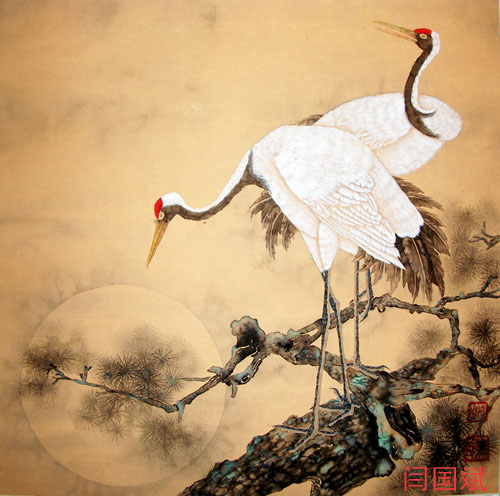 作品《松鹤》65x65cm 20100301 相册 闫国斌工笔画家 雅昌