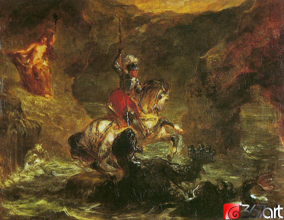 eug猫ne delacroix st george killing the dragon 德拉克洛瓦