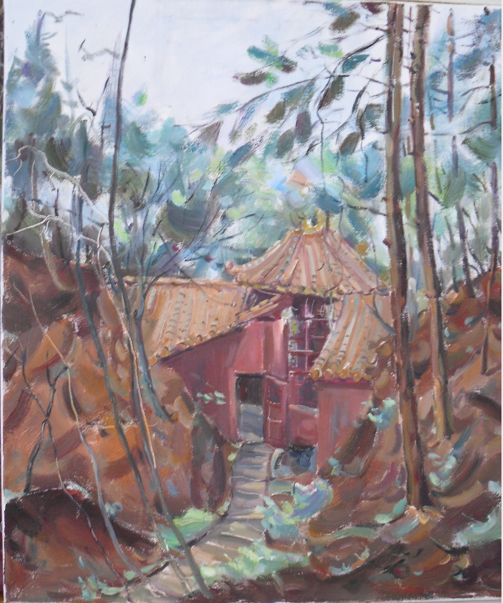 李帅龙《深山藏古寺》50x60cm油画