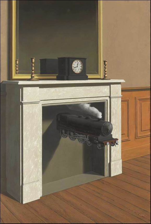 马格里特(magritte《time transfixed 1938》